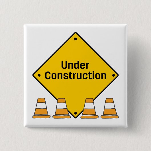 Onder Bouwnijverheid met Conen Vierkante Button 5,1 Cm (Voorkant)