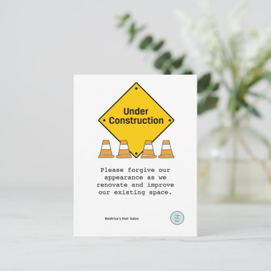 Onder Bouwnijverheid met Cones - Aangepaste renova Briefkaart (Staand voorkant)