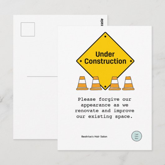 Onder Bouwnijverheid met Cones - Aangepaste renova Briefkaart (Voorkant / Achterkant)