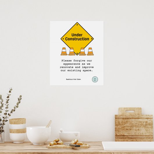 Onder Bouwnijverheid met Cones - Aangepaste renova Poster (Keuken)