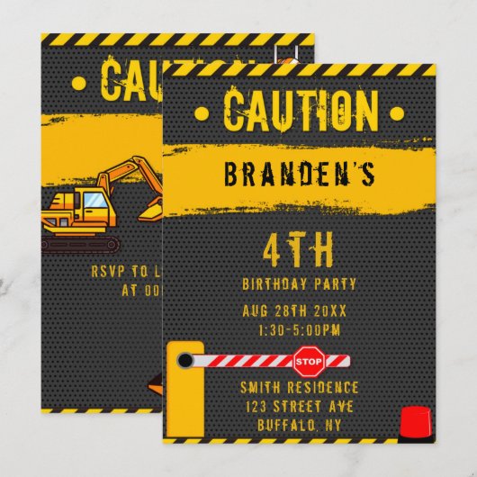 Onder Bouwnijverheid, vrachtwagens, feest 4 Kaart (Voorkant / Achterkant)