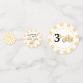 Onder bouwplaats vrachtwagens jongen verjaardagsta confetti (Achterkanten)