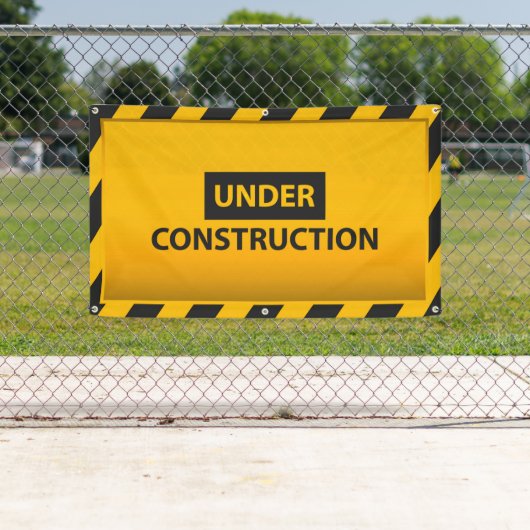 Onder bouwplan Gele risicobanner Spandoek (Insitu)