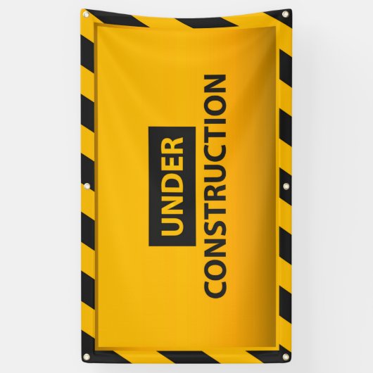 Onder bouwplan Gele risicobanner Spandoek (Verticaal)