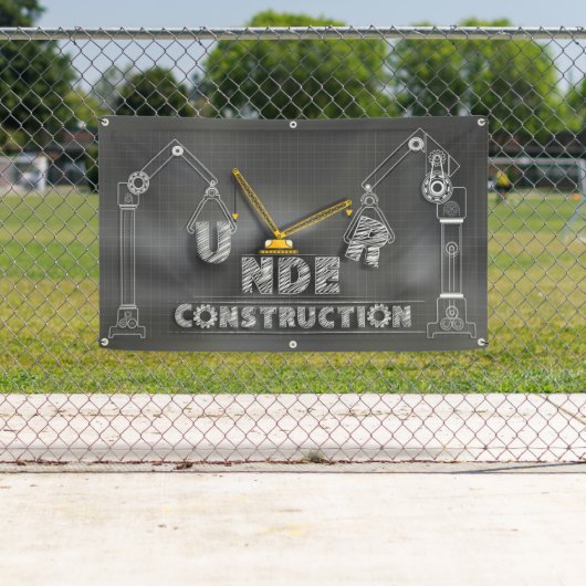 Onder bouwteken op het bord van het karkassenbord spandoek (Insitu)