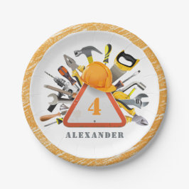 Onder Bouwtentuinwerker Birthday Party Papieren Bordje