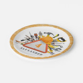 Onder Bouwtentuinwerker Birthday Party Papieren Bordje (Gekanteld)