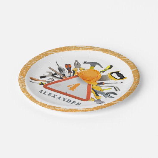 Onder Bouwtentuinwerker Birthday Party Papieren Bordje (Gekanteld)