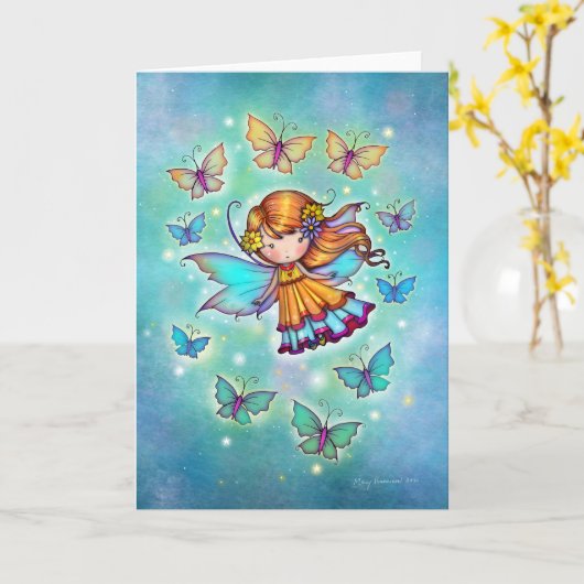 Onder Butterflies Sweet Fairy van Molly Harrison Kaart (Gele Bloem)