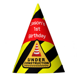 Onder constructie Concrete mixer Birthday party Feesthoedjes