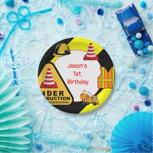Onder constructie Concrete mixer Birthday party Papieren Bordje (Feest)