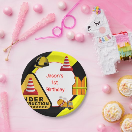 Onder constructie Concrete mixer Birthday party Papieren Bordje (Feest)