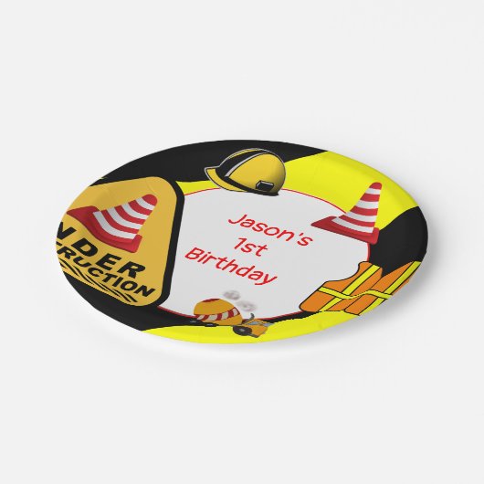 Onder constructie Concrete mixer Birthday party Papieren Bordje (Gekanteld)