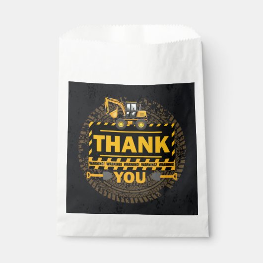 Onder constructie Dank u graafmachine Verjaardag Bedankzakje (Voorkant)