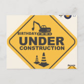 Onder constructie! Eenzijdige verjaardag Briefkaart (Achterkant)