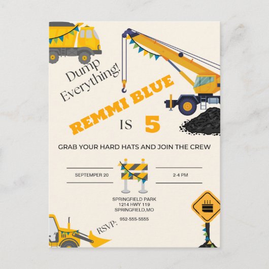 Onder constructie! Eenzijdige verjaardag Briefkaart (Voorkant)