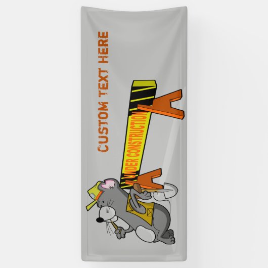 Onder constructie Leuke Cartoon Mouse Personaliser Spandoek (Verticaal)