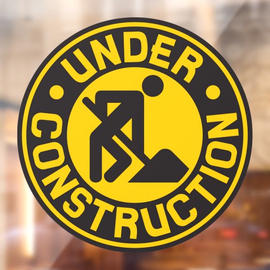 Onder constructie Reconstructie Bedrijfsvoordeur Raamsticker (Vel 2)