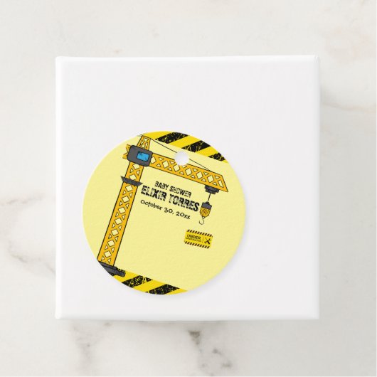 Onder constructie Tower Cranes Baby shower Bedankjes Labels (In situ)