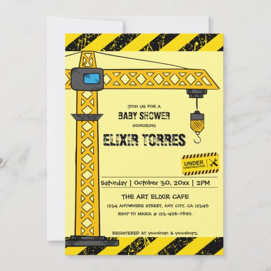 Onder constructie Tower Cranes Baby shower Kaart (Voorkant)