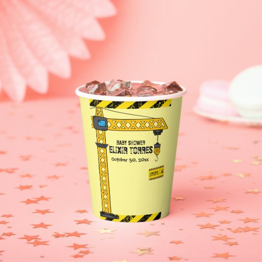 Onder constructie Tower Cranes Baby shower Papieren Bekers (Insitu)