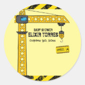 Onder constructie Tower Cranes Baby shower Ronde Sticker (Voorkant)