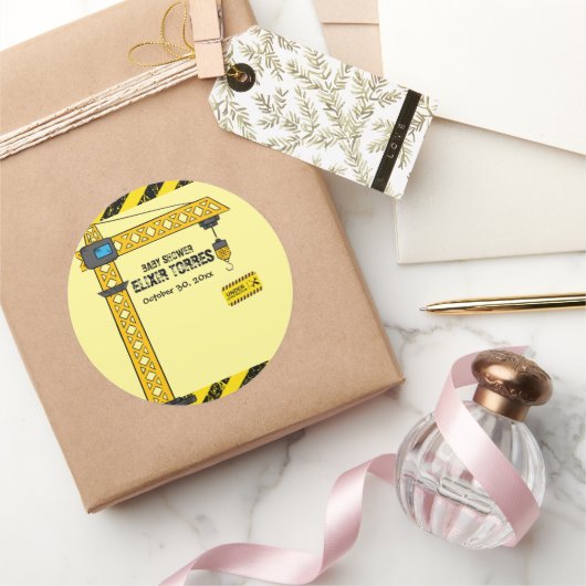 Onder constructie Tower Cranes Baby shower Ronde Sticker (Geschenken)