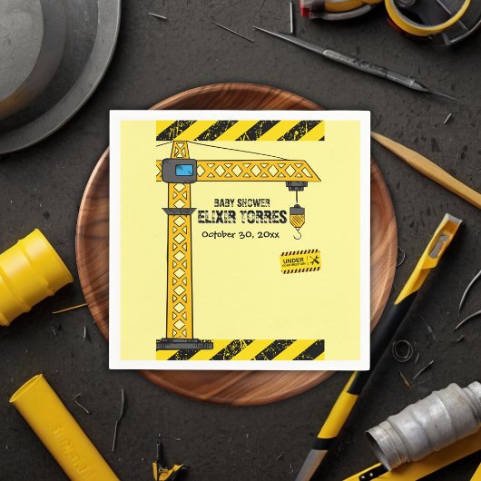 Onder constructie Tower Cranes Baby shower Servet