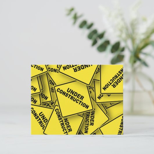 Onder constructietekens briefkaart (Staand voorkant)