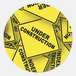Onder constructietekens ronde sticker