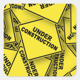 Onder constructietekens vierkante sticker