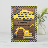 Onder Construction Baby Boy Shower Kaart (Staand voorkant)