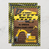 Onder Construction Baby Boy Shower Kaart (Voorkant / Achterkant)