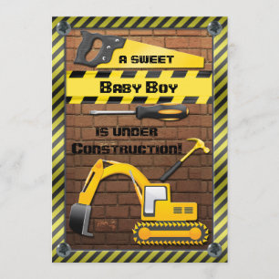 Onder Construction Baby Boy Shower Kaart