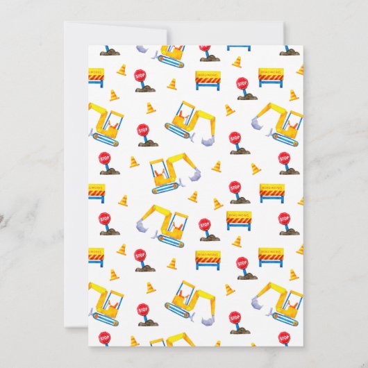 Onder Construction Boy Baby shower Kaart (Achterkant)