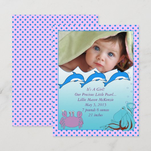 Onder de aankondiging van het Zee Baby Girl (Voorkant / Achterkant)