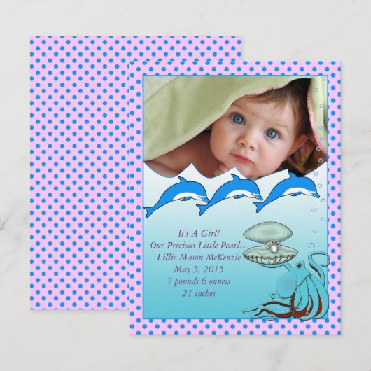 Onder de aankondiging van het Zee Baby Girl (Voorkant / Achterkant)