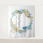 Onder de achtergrond van de Zee Blue Gold Birthday Wandkleed (Voorkant)