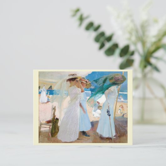 Onder de Awning, Joaquín Sorolla Briefkaart (Staand voorkant)