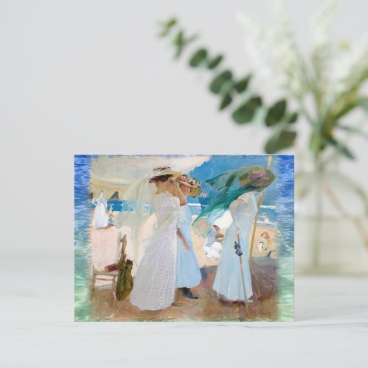 Onder de Awning, Joaquín Sorolla Briefkaart (Staand voorkant)