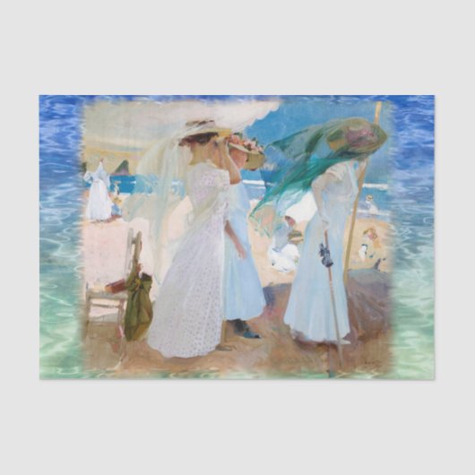 Onder de Awning, Joaquín Sorolla Tissuepapier (Voorkant)