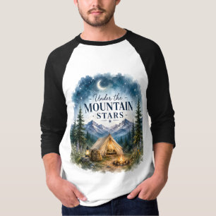 Onder de bergsterren kampeeravond berg t-shirt