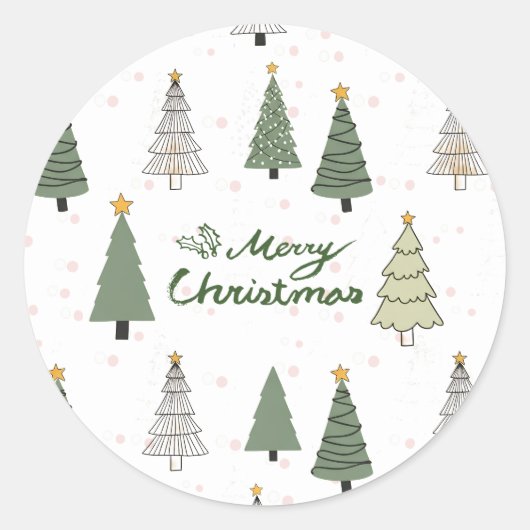 Onder de Besneeuwde Bomen – Kerstmis Ronde Sticker (Voorkant)
