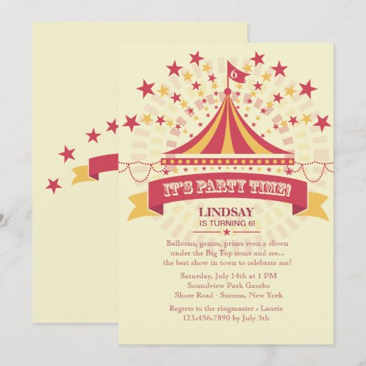 Onder de Big Tent-uitnodiging Kaart (Voorkant / Achterkant)