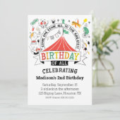 Onder de Big Top Circus Carnaval Verjaardag Kaart (Staand voorkant)