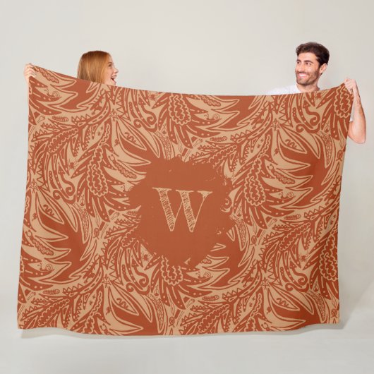 Onder de Bladeren Monogram Groen Fleece Deken (In situ)