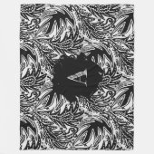 Onder de bladeren Monogram Zwart en Wit Fleece Deken (Voorkant)