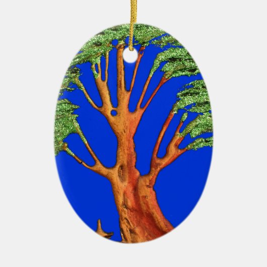 Onder de Blauwe Hemel: Het Acacia Tree Collectie Keramisch Ornament (Voorkant)