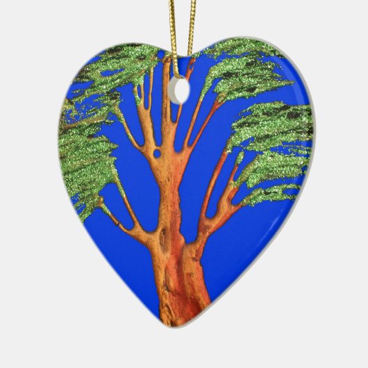 Onder de Blauwe Hemel: Het Acacia Tree Collectie Keramisch Ornament (Links)