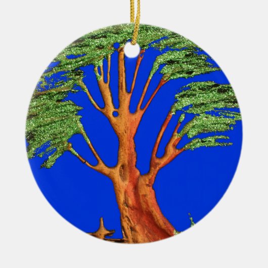 Onder de Blauwe Hemel: Het Acacia Tree Collectie Keramisch Ornament (Voorkant)